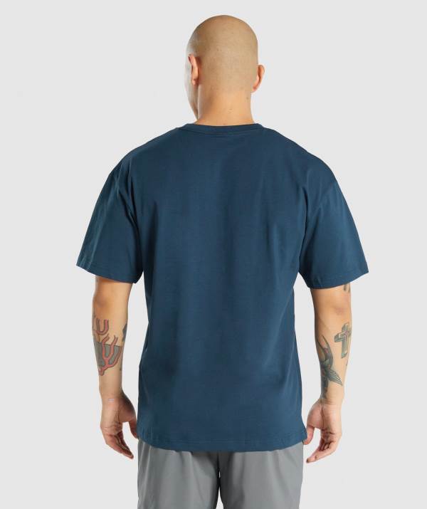 Panske Tricka Gymshark Essential Oversized Námornícka Modrá | JA8346159